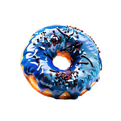 Blue Delicious Donut with Sprinkles on a Transparent Background