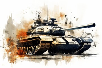 Colorful illustration of a military tank - obrazy, fototapety, plakaty