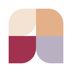 Trendy bauhaus pattern poster. Vector abstract geometric color shapes in beige and red pastel colors. Simple neo modern design elements. Fashion retro print for greeting card, web design