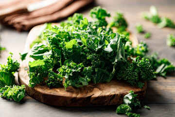 Kale cabbage green leaves close-up