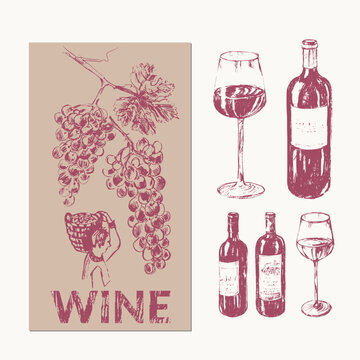 Hand drawn wine illustration