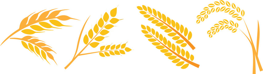 Set of wheats icons and wheat design elements.