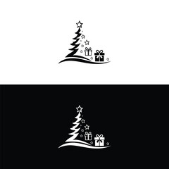 Christmas trees icon, vector simple design. Black symbol of several fir-tree, isolated on white background.Christmas tree silhouette. Christmas tree black icons. 