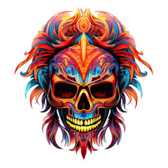 Day of the Dead Skull Mask, Creative skull and nature hand drown design art by illustration
