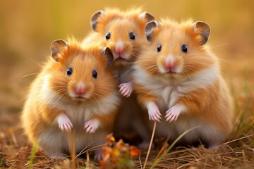 Three funny hamsters, background wallpaper