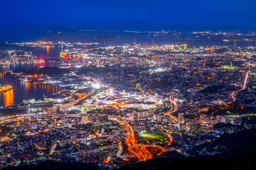 Fototapeta na wymiar 福岡県　北九州市　皿倉山からの夜景