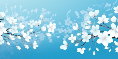 Fototapeta na wymiar Enchanting Blooms Serene Spring Forest on Azure, Generative AI