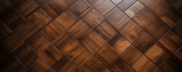 A close-up of a beautifully polished parquet floor, showcasing its intricate patterns and rich wood tones in exquisite detail. - obrazy, fototapety, plakaty