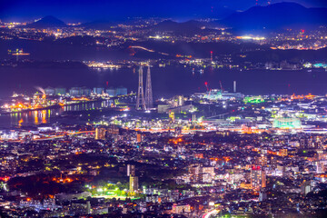 Fototapeta na wymiar 福岡県　北九州市　皿倉山からの夜景