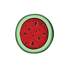 Half of watermelon, hand drawn cut fruit, with transparent background, illustration eps10