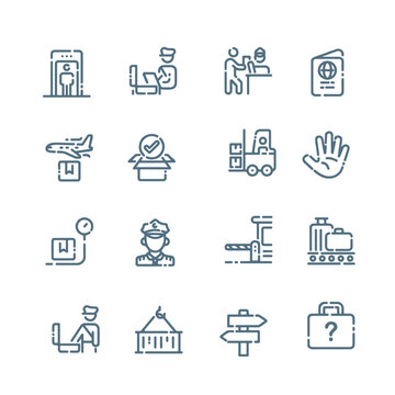 Set of Customs Related Vector Line Icons