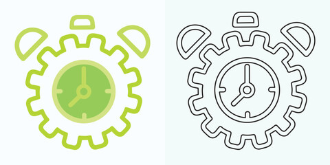 new style Analog clock flat vector icon. Symbol of time management, chronometer with hour, minute, and second arrow. Simple illustration isolated on a white background.