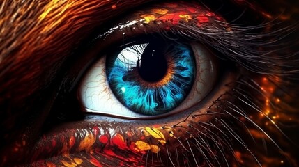 Close-up of a horse's eye, featuring a new high-quality, universally colorful technology stock image illustration design.