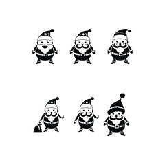 santaclaus cute logo vector,Santa Claus silhouette with gifts sack. Vector template on transparent background,santa claus silhouette set of illustration vector