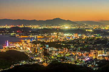 Fototapeta na wymiar 山口県　下関市　海峡ゆめタワーからの夜景