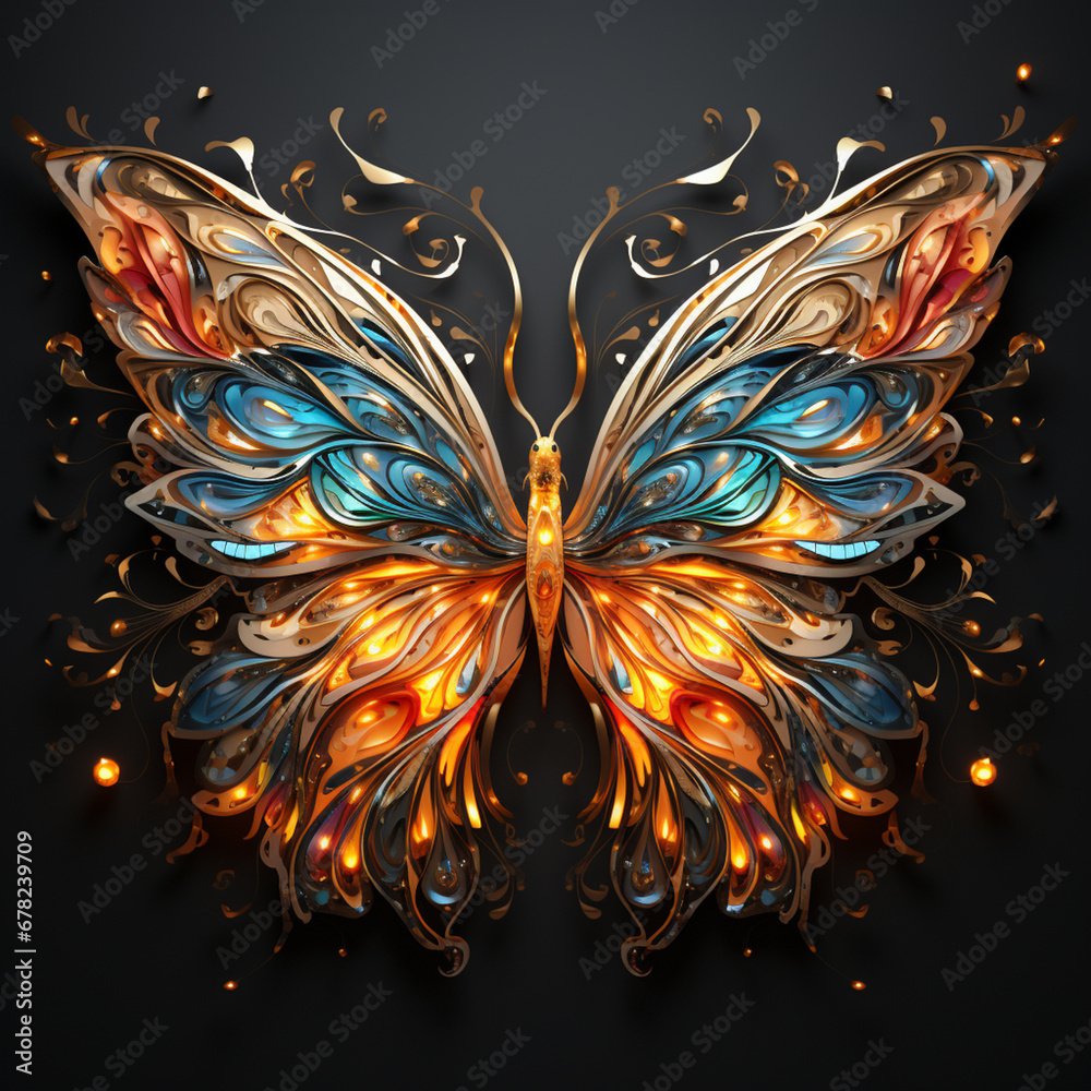 Leinwandbilder an abstract silhouette of a butterfly taking flight, its delicate wings transformed into intricate p