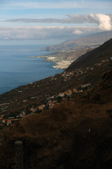 view of the coast of the island of La Palma from the crater of the San Antonio volcano. - 678240303