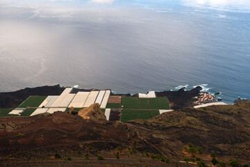 view of the coast of the island of La Palma from the crater of the San Antonio volcano. - 678240323