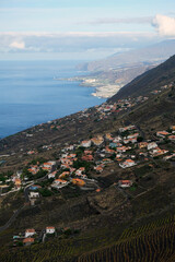 view of the coast of the island of La Palma from the crater of the San Antonio volcano. - 678240338