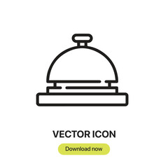 Hotel Bell icon vector. Linear-style sign for mobile concept and web design. Hotel Bell symbol illustration. Pixel vector graphics - Vector.