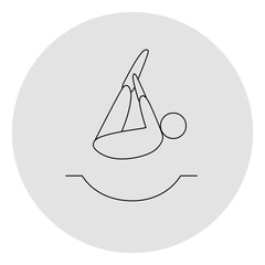 Trampoline competition icon. Sport sign. Line art.