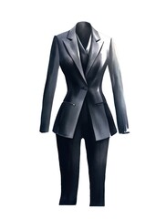 Black business female suit isolated on white background in watercolor style.