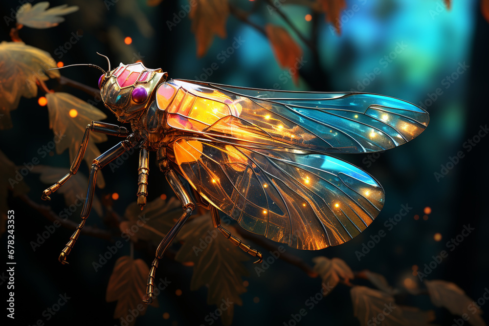 Leinwandbilder a leafhopper displaying vibrant patterns on its wings and body, well-adapted to jumping from leaf to