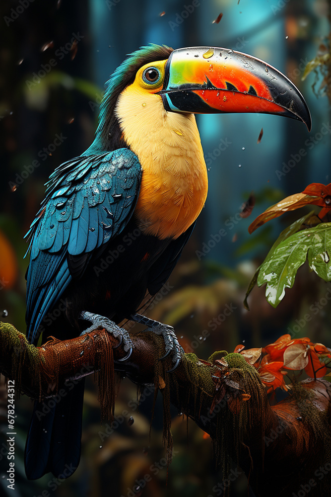 Leinwandbilder a colorful toucan perched on a branch, its oversized bill serving both for feeding and as a display 