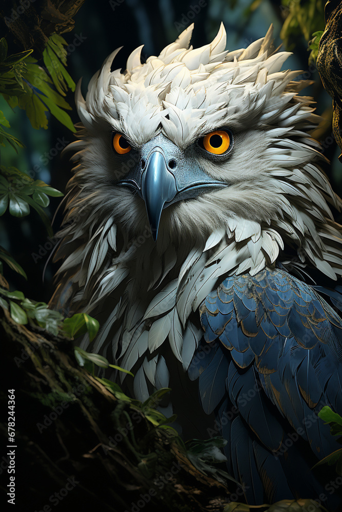 Poster A majestic Harpy Eagle nesting high in the canopy, its massive talons and imposing presence making it a formidable predator.