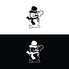 Snowman outline icon. Minimalism Vector illustration,Snowman icon in glyph. Black snowman icons set. Winter snowman sign in glyph. Stock vector illustration,