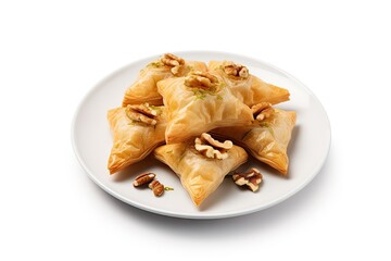 Baklava Isolated, Small Ramadan Dessert, Eastern Sweet Filo Pastries, Turkish Honey Baklawa, Oriental Desert