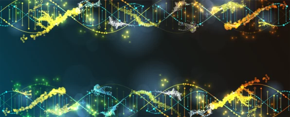 Foto op Plexiglas Science template, wallpaper or banner with a DNA virus molecules.  Hand drawn vector illustration. © Alex