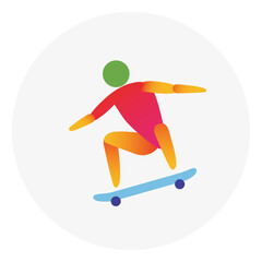 Skateboarding competition icon. Colorful sport sign.