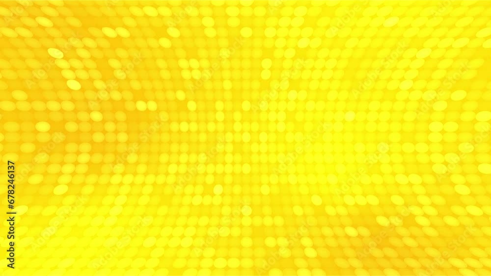 Poster shiny circle dots flash and curve downwards and flash on a 4k gold background.