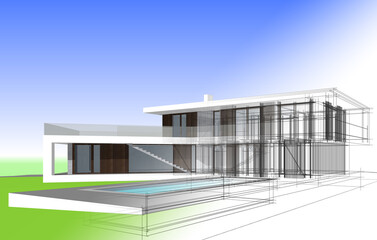 3d render of a modern building