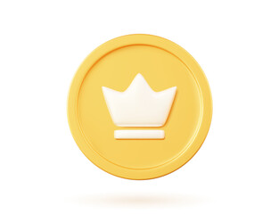 3d gold crown button.