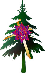 Christbaum oder Weihnachtsbaum & Geschenkschleife