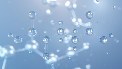 alpha-ketoglutaric acid molecular structure 3d, flat model, keto acid, structural chemical formula view from a microscope