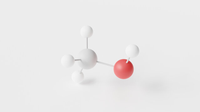 methanol molecule 3d, molecular structure, ball and stick model, structural chemical formula methyl alcohol