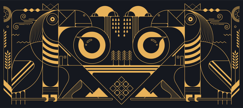 Toucan Geometric Shapes Vector illustrations.