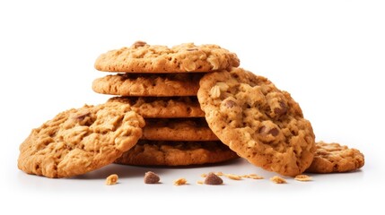 Oatmeal cookies isolated in white background - Powered by Adobe