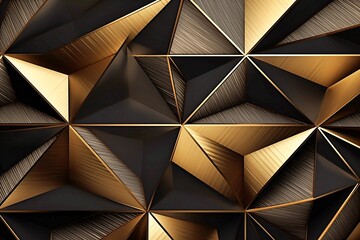 Geometric abstract wall covering. creative banner in black and gold. for a postcard, banner, or drawing.