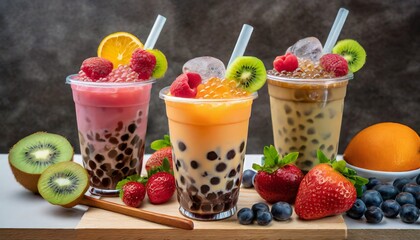 Bubble Tea Variations with fruit 