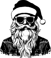 Hipster Santa SVG, Hipster Santa PNG, Santa Hat SVG, Black Santa svg, Santa Face svg, Santa Biker svg, Funny Santa svg, Cool Santa svg