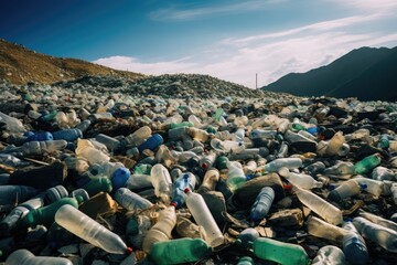 Plastic bottles in landfills, garbage pits