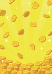 たくさんのポイントコインの背景ベクター画像：タテ