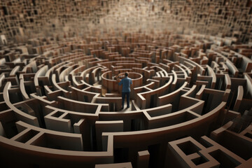 An illustration of a tax maze with a person trying to navigate through it. Concept of complex tax laws. Generative Ai.
