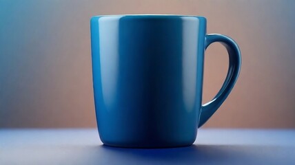 Fototapeta premium Blue Mug isolated on pastel color studio background. copy space. Product photography concept. 