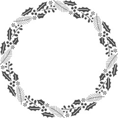 Winter wreath with red berries and pine twigs