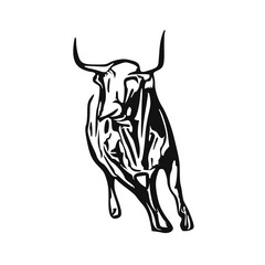 sketch of a bull with a transparent background from line elements for making logos and symbols